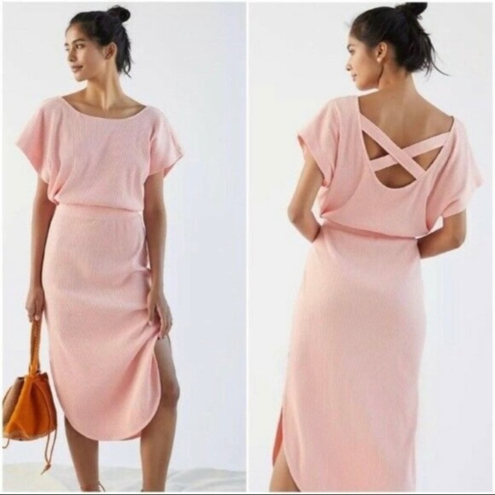 NWT Anthropologie Daily Practice Dolman Sleeve Maxi Dress S, Peach